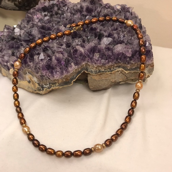 One of a Kind Freshwater Pearl & Gold Necklace - Picture 3 of 7